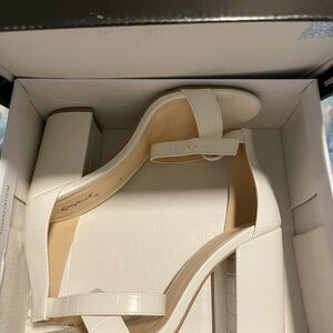 Qupid White Croc-Embossed Heels